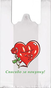 Полиэтиленовый пакет Сердце с розой  27+15х47х10 100/5000 в Пензе - купить оптом от производителя ПК Котово Полимер